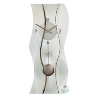 60cm Silver & Curved Glass Pendulum Wall Clock By AMS image