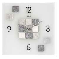 Square Frosted Glass Wall Clock With Grey Stone Inset 30cm By AMS