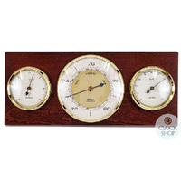 28.5cm Mahogany Weather Station With Barometer, Thermometer & Hygrometer By FISCHER image