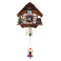 Tudor House Mechanical Chalet Clock With Swinging Doll 15cm By TRENKLE image