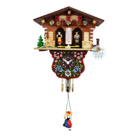 Swiss Weather House Mechanical Chalet Clock With Swinging Doll 20cm By TRENKLE image
