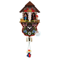 Swiss Weather House Mechanical Chalet Clock With Swinging Doll 21cm By TRENKLE image