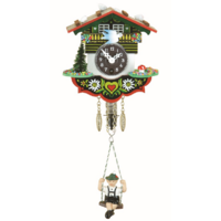 Swiss House Mechanical Chalet Clock With Swinging Doll 11cm By TRENKLE image