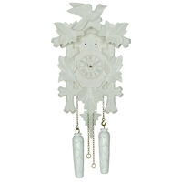 Carved White Battery 5 Leaf Cuckoo Clock 24cm By TRENKLE