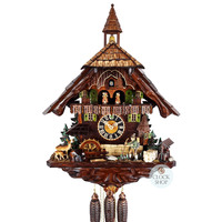 Hunter & Water Wheel 8 Day Mechanical Chalet Cuckoo Clock With Dancers 62cm By HÖNES image