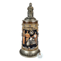 Motorcycle Beer Stein With Rider And Bike On Pewter Lid By KING
