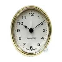 8cm Gold Oval Clock Insert With White Dial & Arabic Numerals