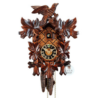 5 Leaf & Bird 1 Day Mechanical Carved Cuckoo Clock 28cm By HÖNES image