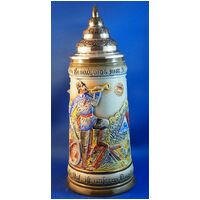 Fire Brigade Beer Stein With Pewter Lid By KING
