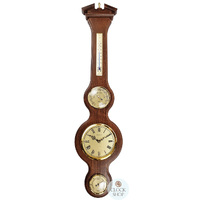 71cm Walnut Traditional Weather Station With Barometer, Thermometer, Hygrometer & Quartz Clock By FISCHER  image