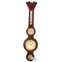 77cm Mahogany Traditional Weather Station With Barometer Thermometer Hygrometer & Quartz Clock By FISCHER image