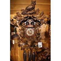 Carved 8 Day Owls With Dancers 56cm Cuckoo Clock By Schwab