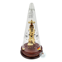 35cm Mahogany Mechanical Skeleton Table Clock With Glass Dome & Bell Strike By HERMLE image