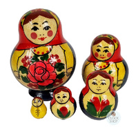 Semenov Russian Dolls Small- Red Scarf & Blue Dress 7cm (Set Of 5) image