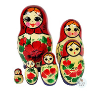 Kirov Russian Dolls- Red Scarf & Purple Dress 12cm (Set Of 6) image