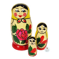 Semenov Russian Dolls- Yellow Scarf & Red Dress 7cm (Set Of 3) image
