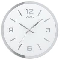 27cm Silver & White Round Silent Glass Wall Clock By AMS image