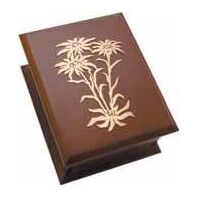 Wooden Musical Jewellery Box With Metal Edelweiss Decal Tune Edelweiss