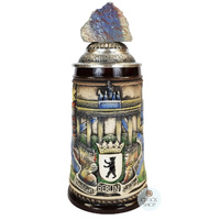 Checkpoint Charlie Beer Stein With Genuine Berlin Wall Piece On Lid 0.5L By KING image