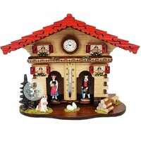 18cm Chalet Weather House With Dog & Small Clock By TRENKLE image