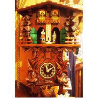 Carved 1 Day Leaf, Birds And Weather House 40cm Cuckoo Clock By TRENKLE