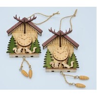 Cuckoo Clock With Squirrels Christmas Tree Decoration 16cm