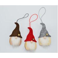 Gnome Head With Beard And Hat Christmas Tree Decoration 9cm