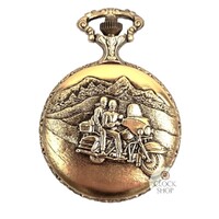 48mm Gold Unisex Pocket Watch With Couple On Motorbike By CLASSIQUE (Roman) image