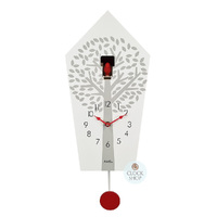White Modern Battery Cuckoo Clock 39cm By AMS image