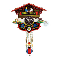 Swiss House Battery Chalet Clock With Seesaw & Swinging Doll 14cm By TRENKLE