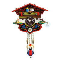 Swiss House Battery Chalet Clock With Seesaw & Swinging Doll 14cm By TRENKLE image