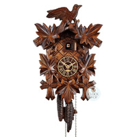 5 Leaf & Bird 1 Day Mechanical Carved Cuckoo Clock 28cm By TRENKLE image