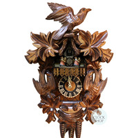 Carved 1 Day Leaf & Bird Family 38cm Cuckoo Clock By HÖNES