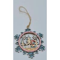 Snowman In Snowflake Christmas Tree Decoration 8cm
