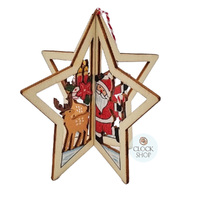 11cm Wooden 3D Star Hanging Decoration- Assorted Designs image
