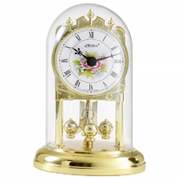 White Dial Anniversary Clock With Flowers Roman Numerals 16cm By HALLER