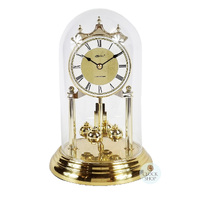 23cm Gold Anniversary Clock With Floral Dial & Westminster Chime By HALLER image