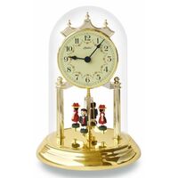 23cm Gold Anniversary Clock With Black Forest Figurines & Cream Dial By HALLER image