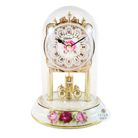 16cm White & Gold Porcelain Anniversary Clock With Floral Detail By HALLER image