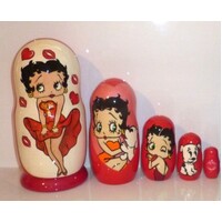 BETTY BOOP RUSSIAN NESTING DOLLS PINK SMALL 5 SET 11CM