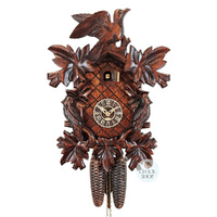 5 Leaf & Bird 8 Day Mechanical Carved Cuckoo Clock With Side Birds 40cm By TRENKLE image