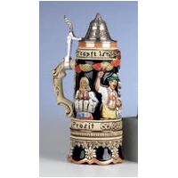 OKTOBERFEST BEER STEIN WITH MUSIC BASE AND PEWTER LID BY KING