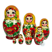 Kirov Russian Dolls- Yellow Scarf & Red Dress 15cm (Set Of 7) image