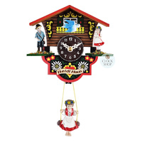 Swiss Heidi House Battery Chalet Clock With Swinging Doll 12cm By TRENKLE