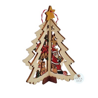 11cm Wooden 3D Tree Hanging Decoration- Assorted Designs image