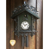 ORNATE BLACK RAILWAY 8 DAY 50CM CUCKOO CLOCK BY HONES