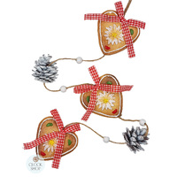 Hearts With Edelweiss On Rope 85cm