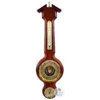 55cm Cherry Traditional Weather Station With Barometer Thermometer & Hygrometer By FISCHER image