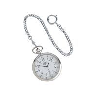 CHROME SILVER OPEN DIAL LARGE POCKET WATCH BY RM WILLIAMS