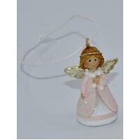 Angel Silver And Pink Christmas Tree Decoration 4cm